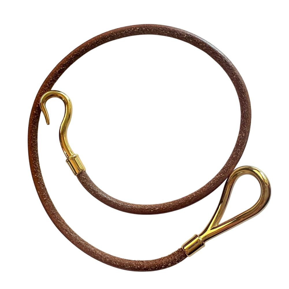 Hermès Jumbo Leather Hook Double Wrap Bangle Bracelet Choker - Picture 2 of 12